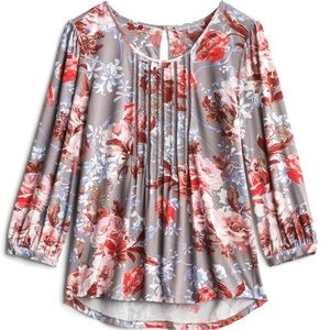 Daniel Rainn Branwen Pleated Knit Floral Top